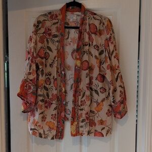 Johnny Was Workshop Multicolor Floral Kimono Top